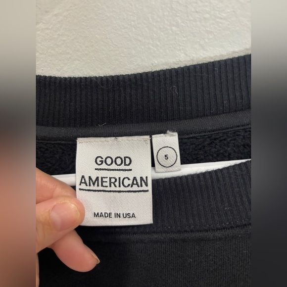 Good American Pullover Sweatshirt Womens 5/2XL Mesh Insert Black USA Made Cotton - Picture 5 of 10